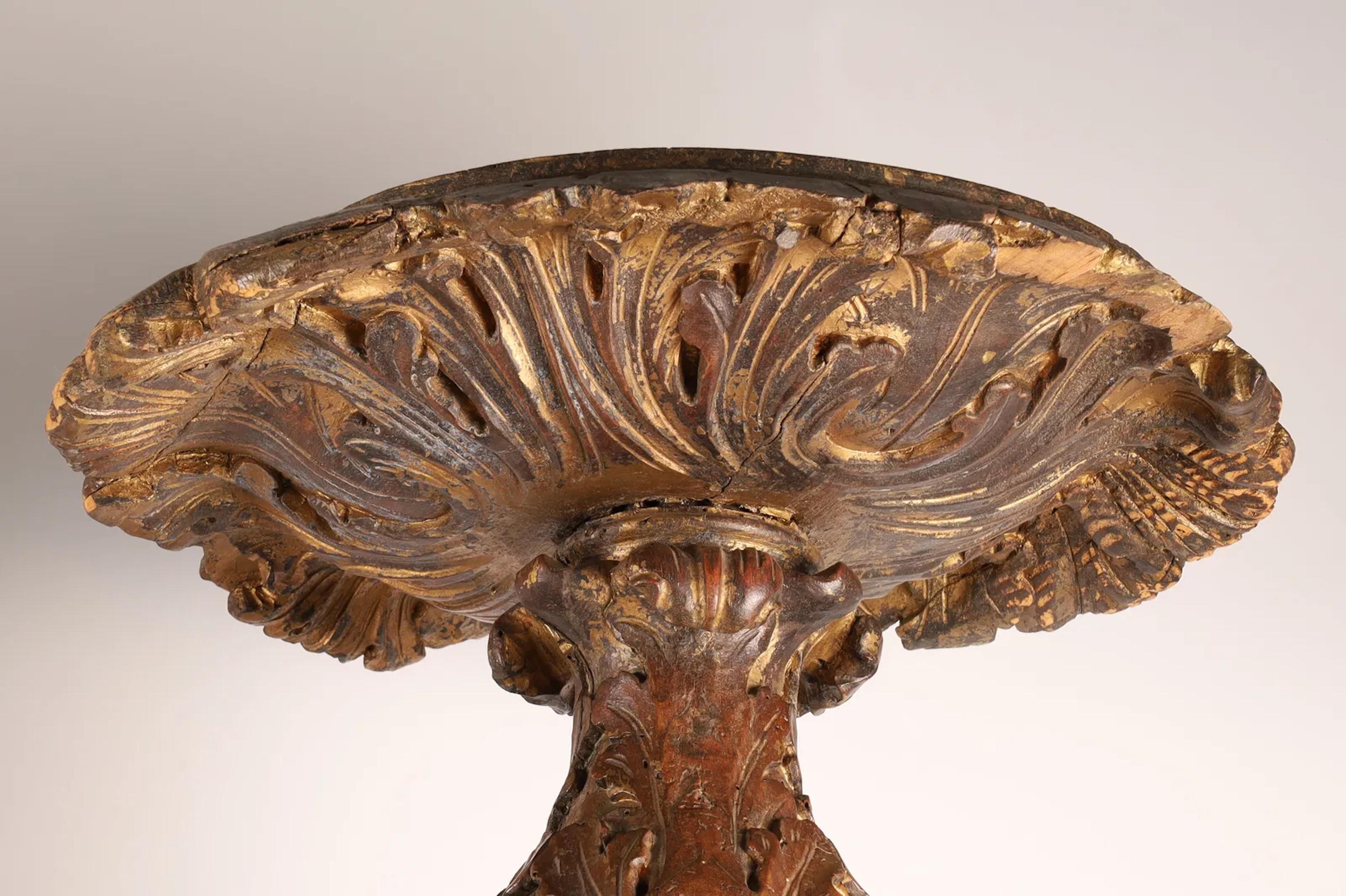 Rare Pair of Palatial Italian Carved Wood Walnut Torchieres For Sale 1