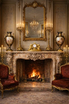 Rara Pareja de Urnas Pintadas Figurales Sevres de la Época de 1900