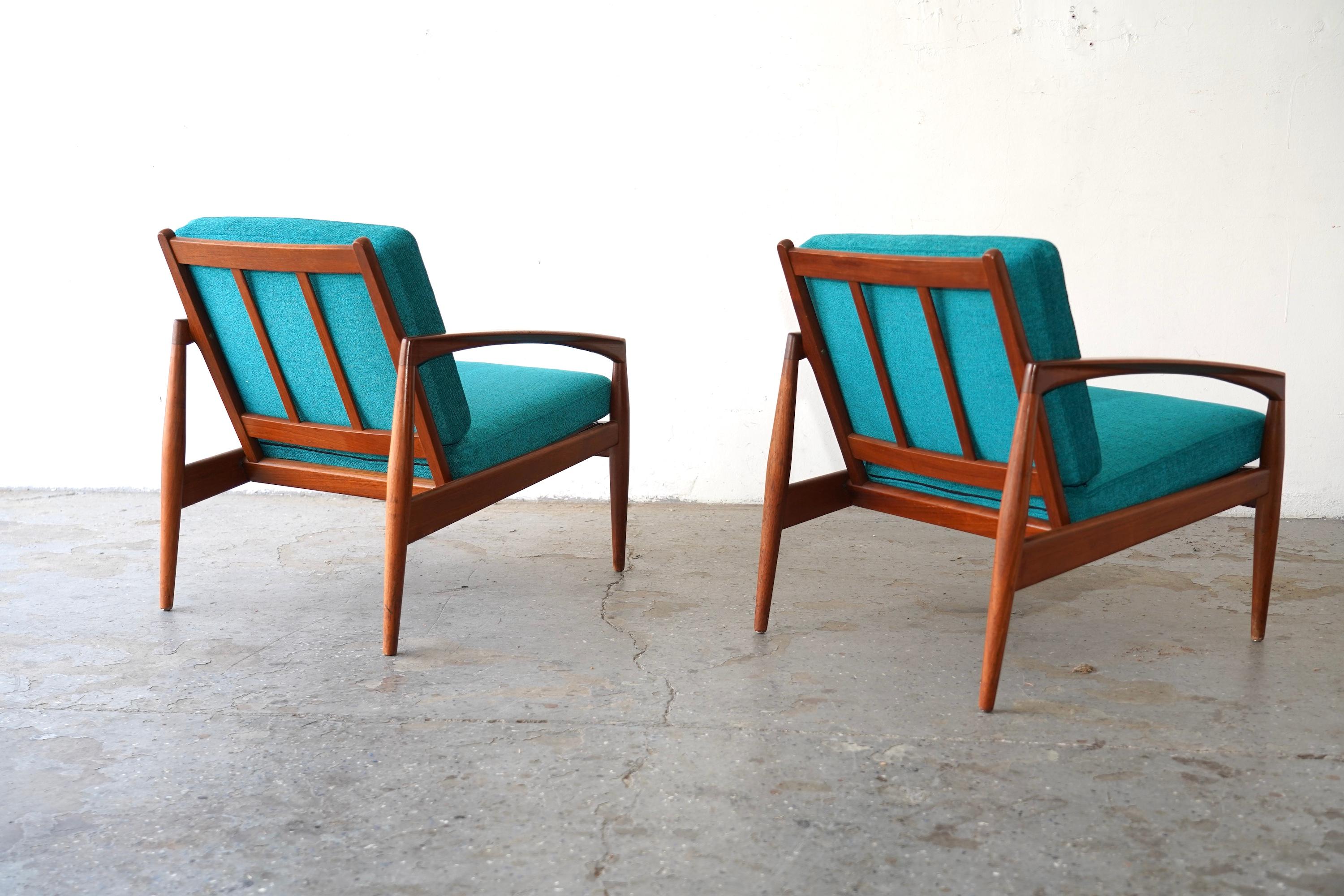 Scandinave moderne Rare paire de chaises longues 'Paper Knife' Model No 121 par Kai Kristiansen pour Magnus. en vente