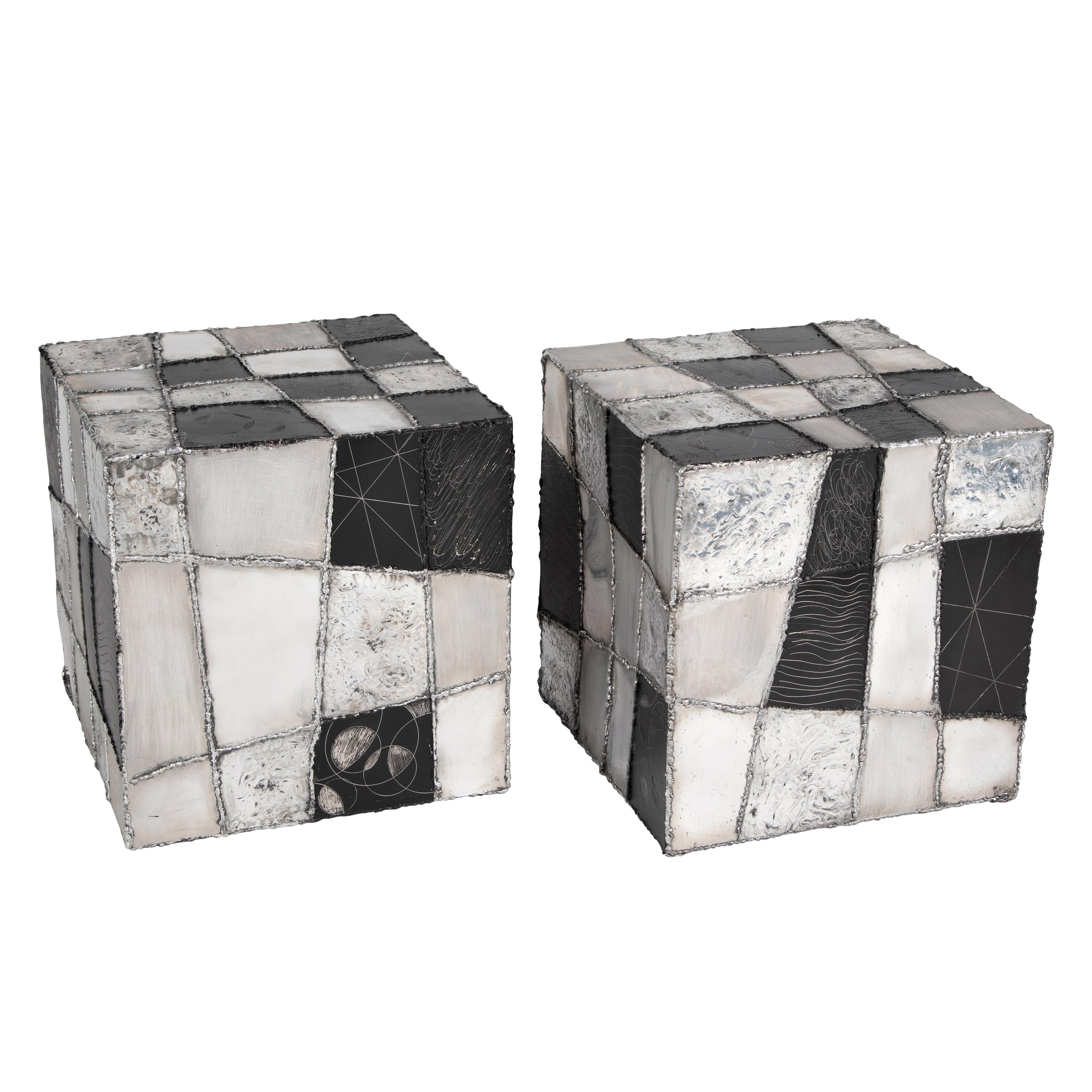 Rare Pair of Paul Evans "Argente" Side Tables, circa 1960s For Sale