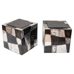 Rare Pair of Paul Evans Studio Argente PE-37 Cube Tables for Directional, 1970s