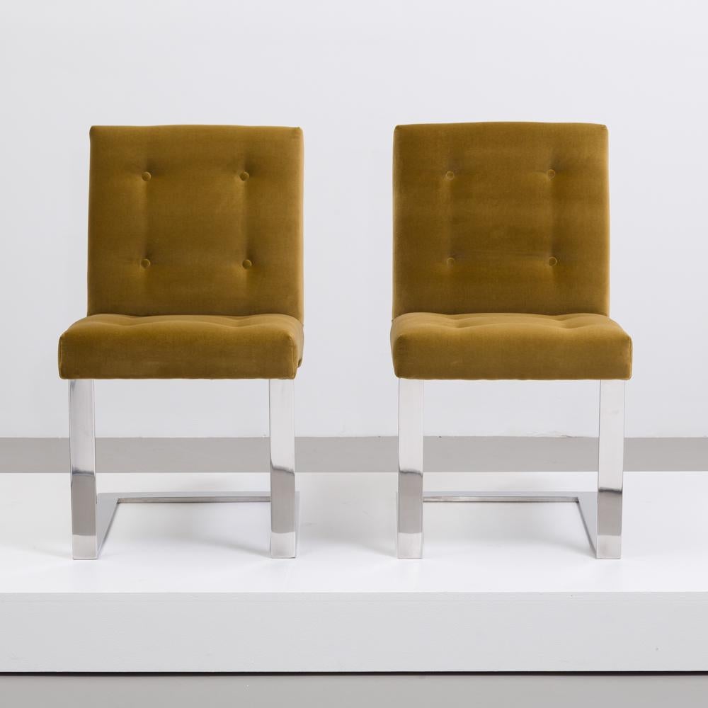 Mid-Century Modern Rare Pair of Paul Evans Velvet Upholstered Chairs, 1977
