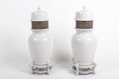 Rare Pair of Pearl & Oakley Acoustics Ceramic Chinese Urn Stereo Speakers