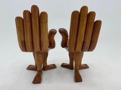Rare Pair of Pedro Friedeberg Hand-Carved "Hand-Foot" Chairs, Signed.