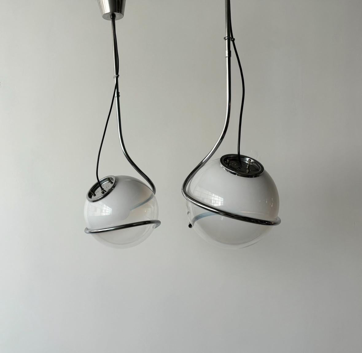 Rare pair of pendant lamps by Fabio Lenci, 1970’s Italy 4