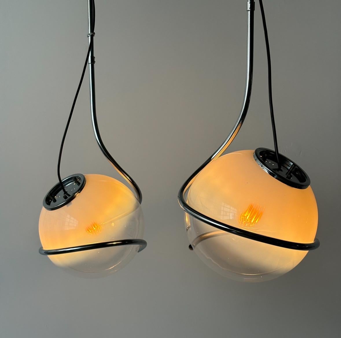 Rare pair of pendant lamps by Fabio Lenci, 1970’s Italy In Excellent Condition In Tel Aviv-Yafo, Tel Aviv District