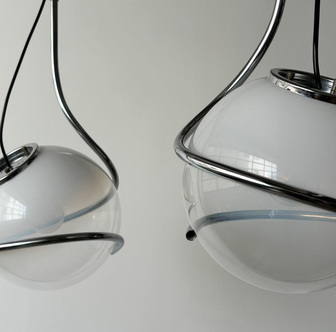 Late 20th Century Rare pair of pendant lamps by Fabio Lenci, 1970’s Italy