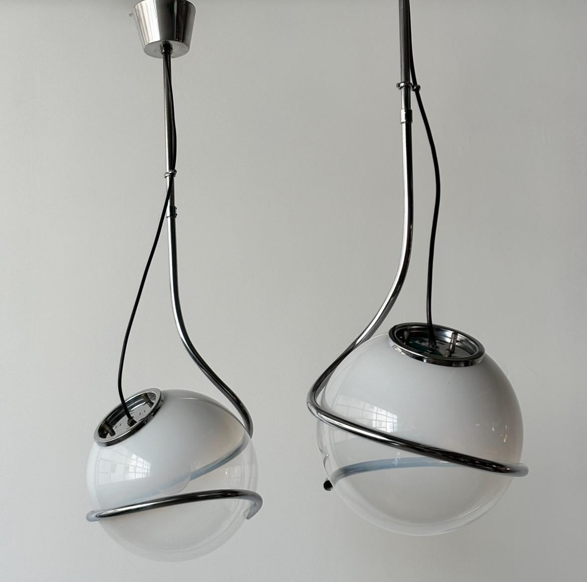 Rare pair of pendant lamps by Fabio Lenci, 1970’s Italy 1