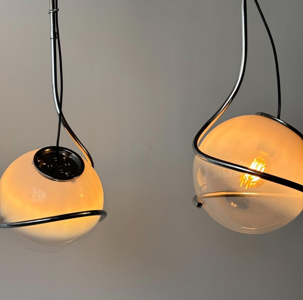 Rare pair of pendant lamps by Fabio Lenci, 1970’s Italy 2