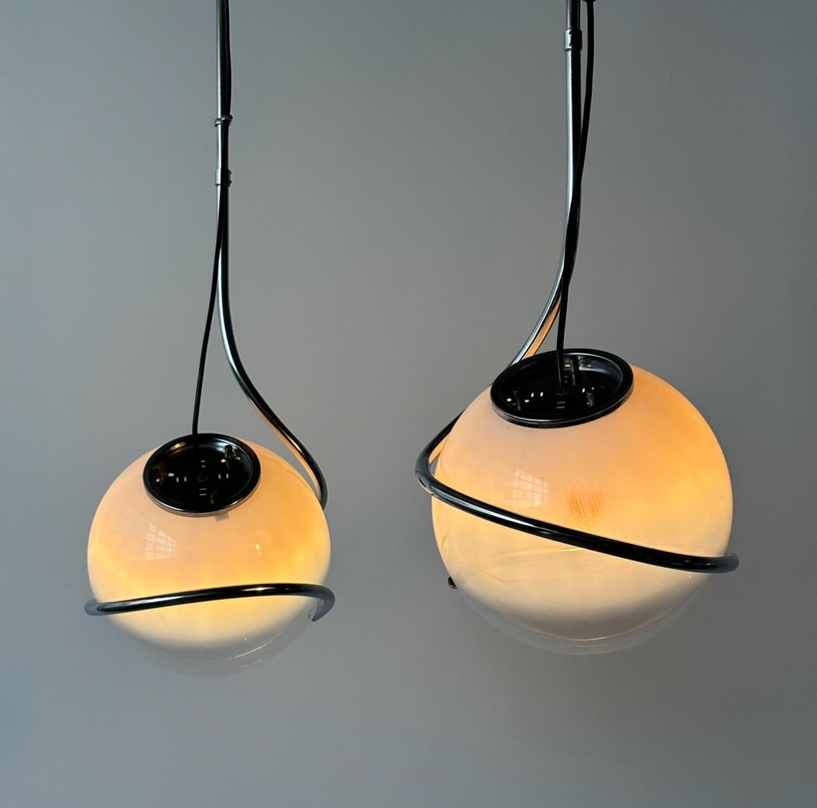 Rare pair of pendant lamps by Fabio Lenci, 1970’s Italy 3