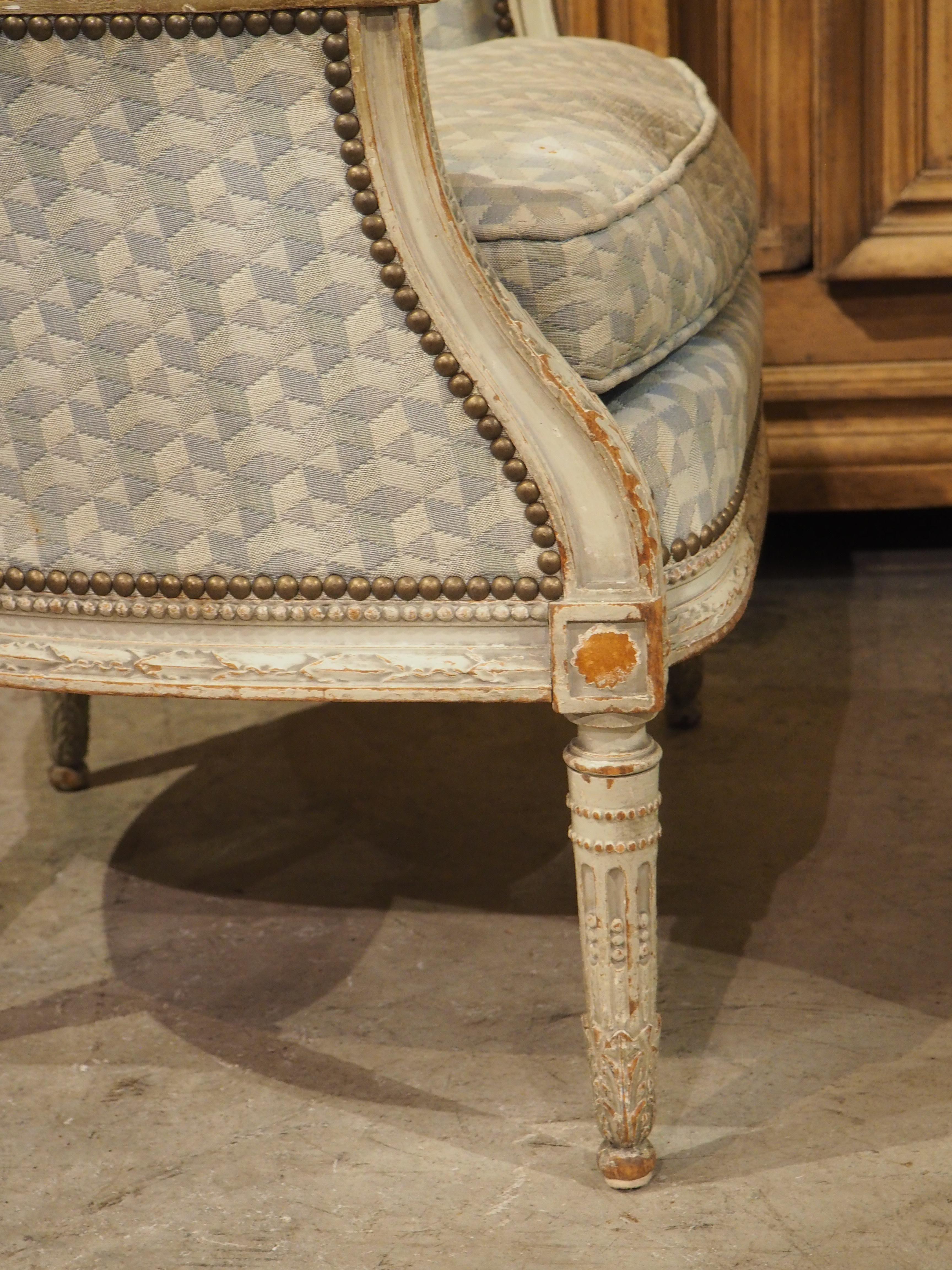 Rare Pair of Period French Louis XVI His and Hers Bergère Armchairs, Circa 1780 For Sale 7
