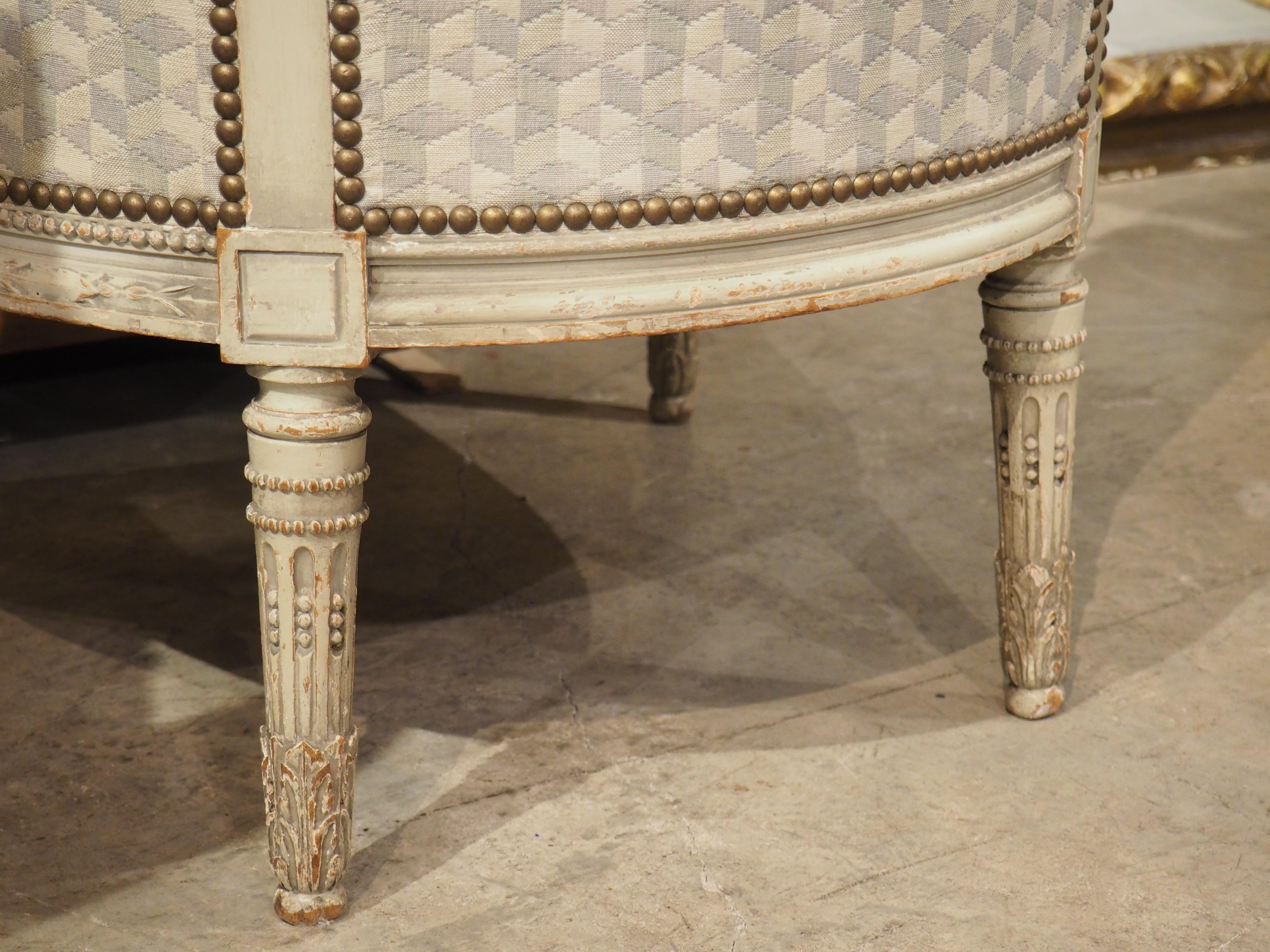 Rare Pair of Period French Louis XVI His and Hers Bergère Armchairs, Circa 1780 For Sale 12