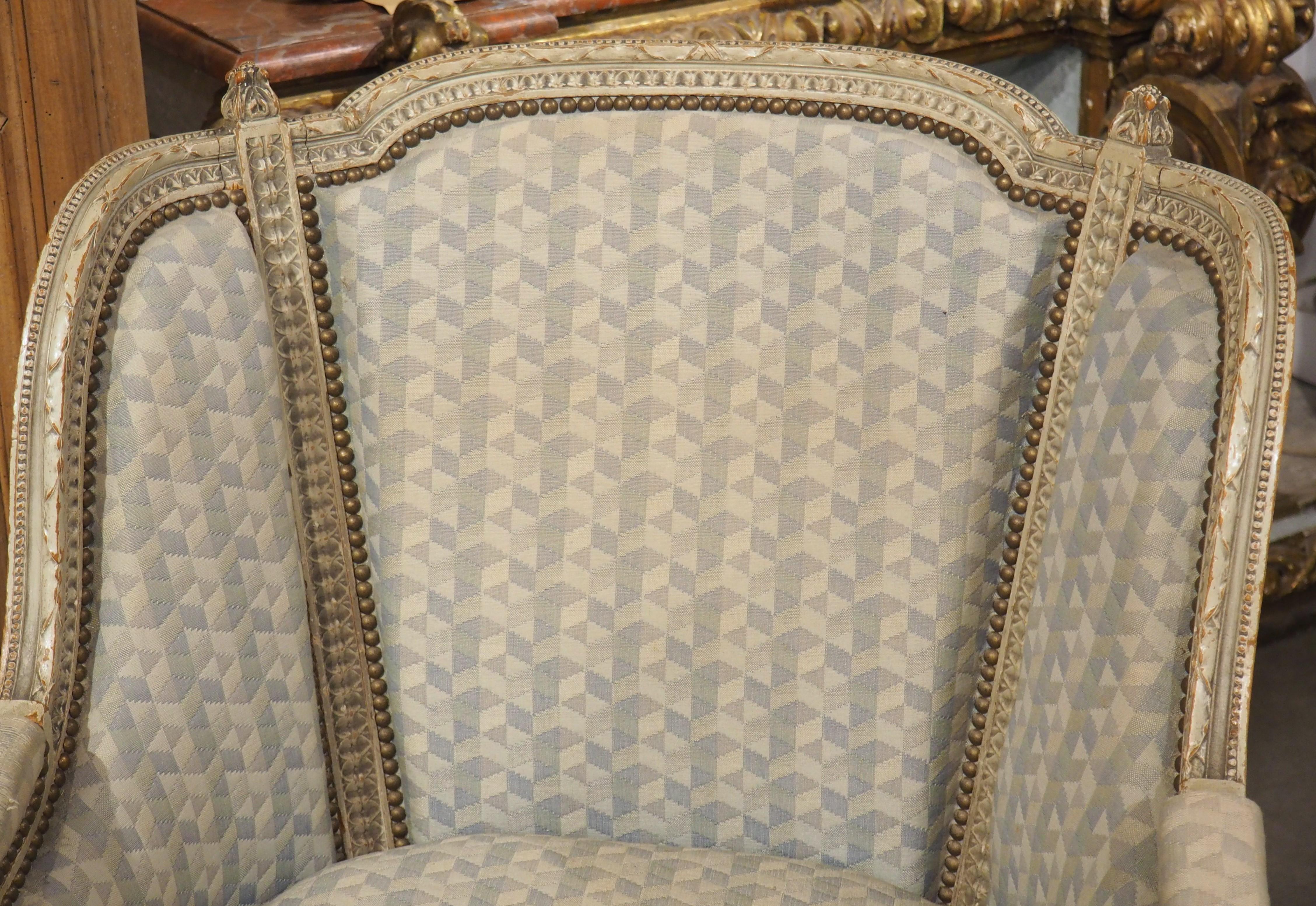 18th Century Rare Pair of Period French Louis XVI His and Hers Bergère Armchairs, Circa 1780 For Sale