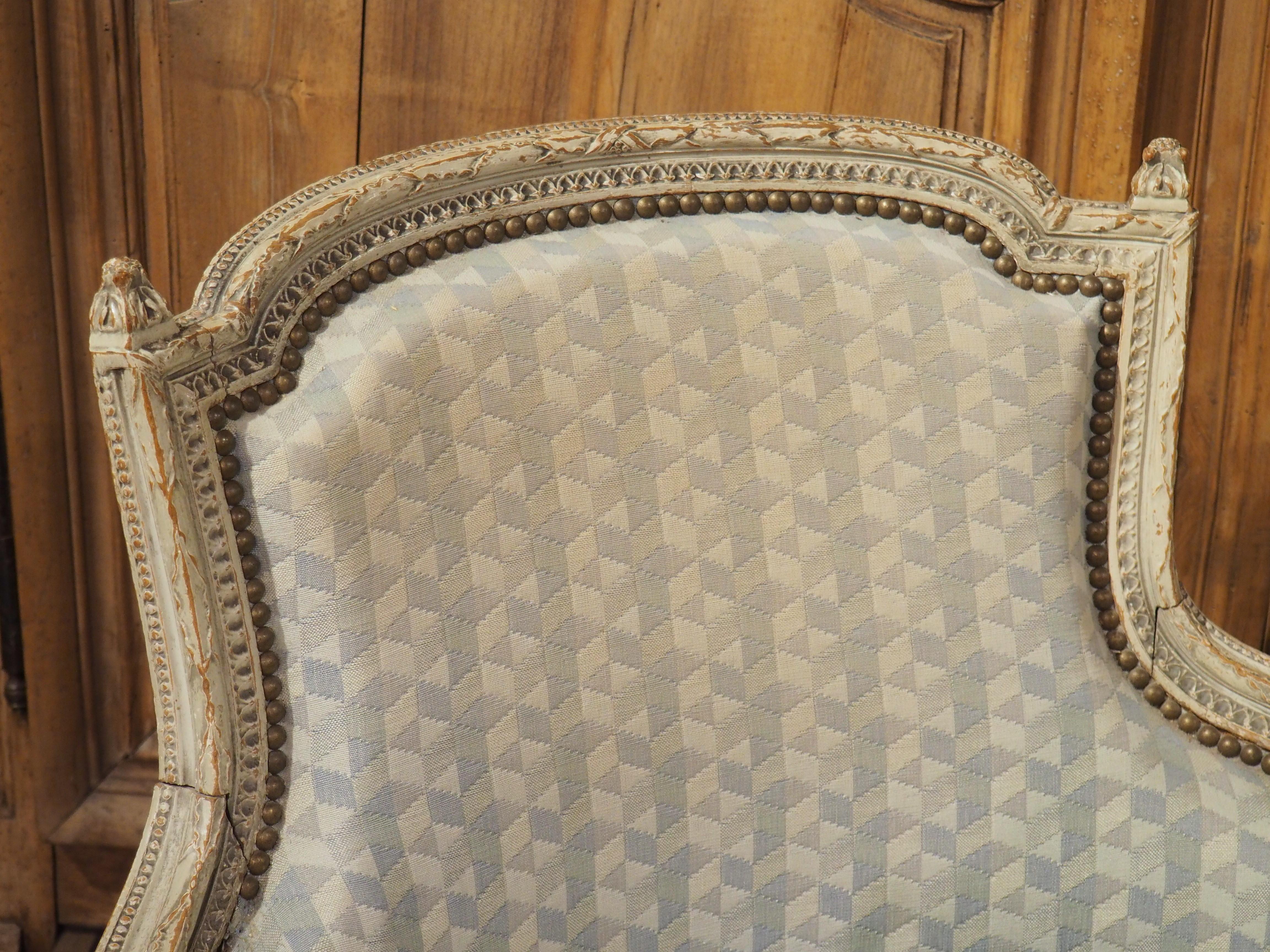 Upholstery Rare Pair of Period French Louis XVI His and Hers Bergère Armchairs, Circa 1780 For Sale