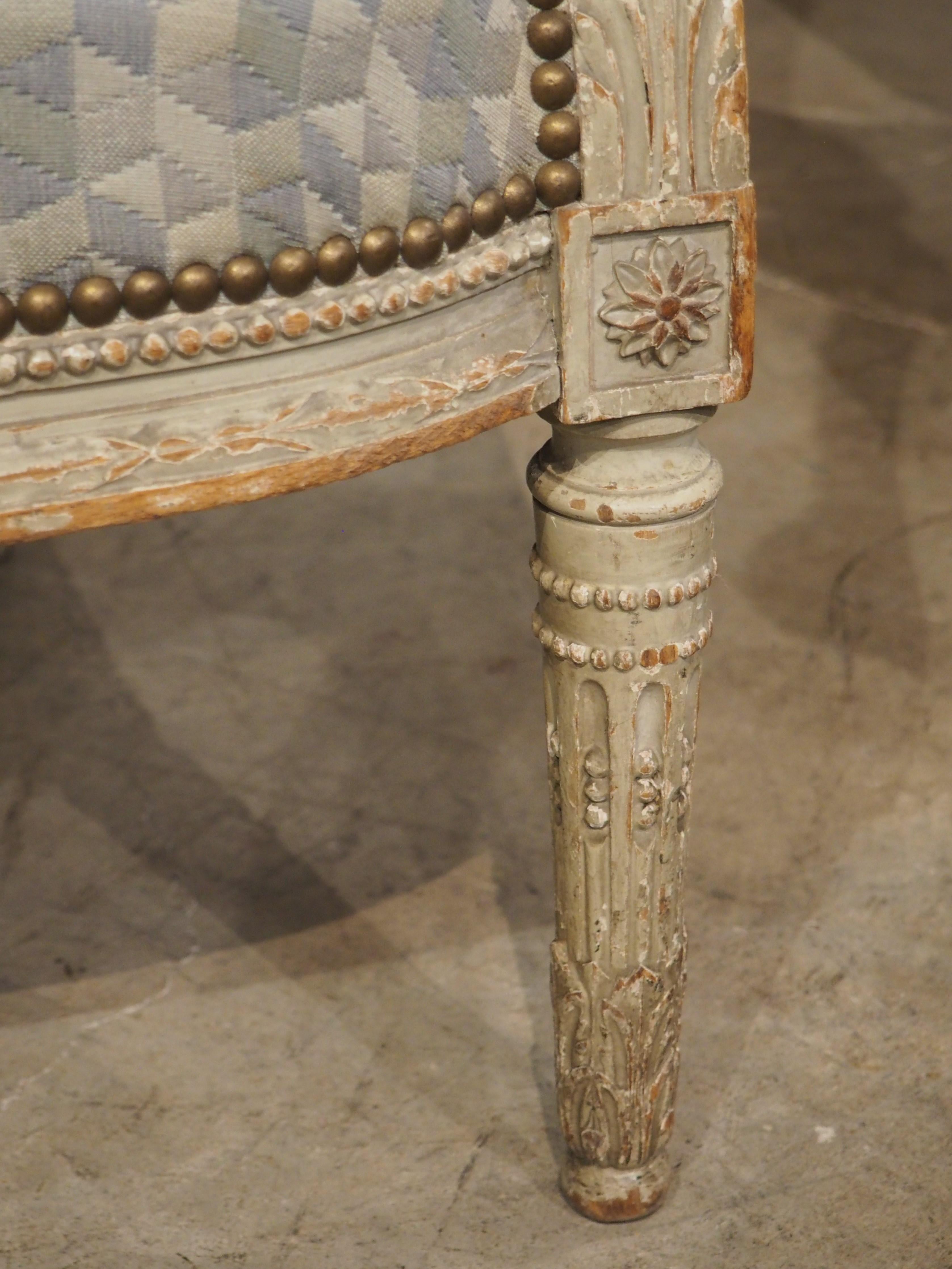 Rare Pair of Period French Louis XVI His and Hers Bergère Armchairs, Circa 1780 For Sale 3