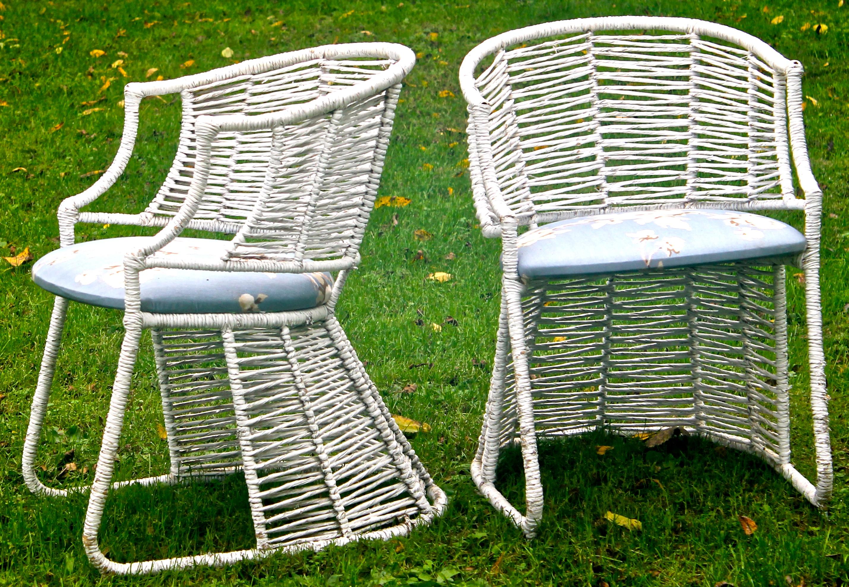 Art Deco Rare pair of Pierre Chareau Style Porch Chairs