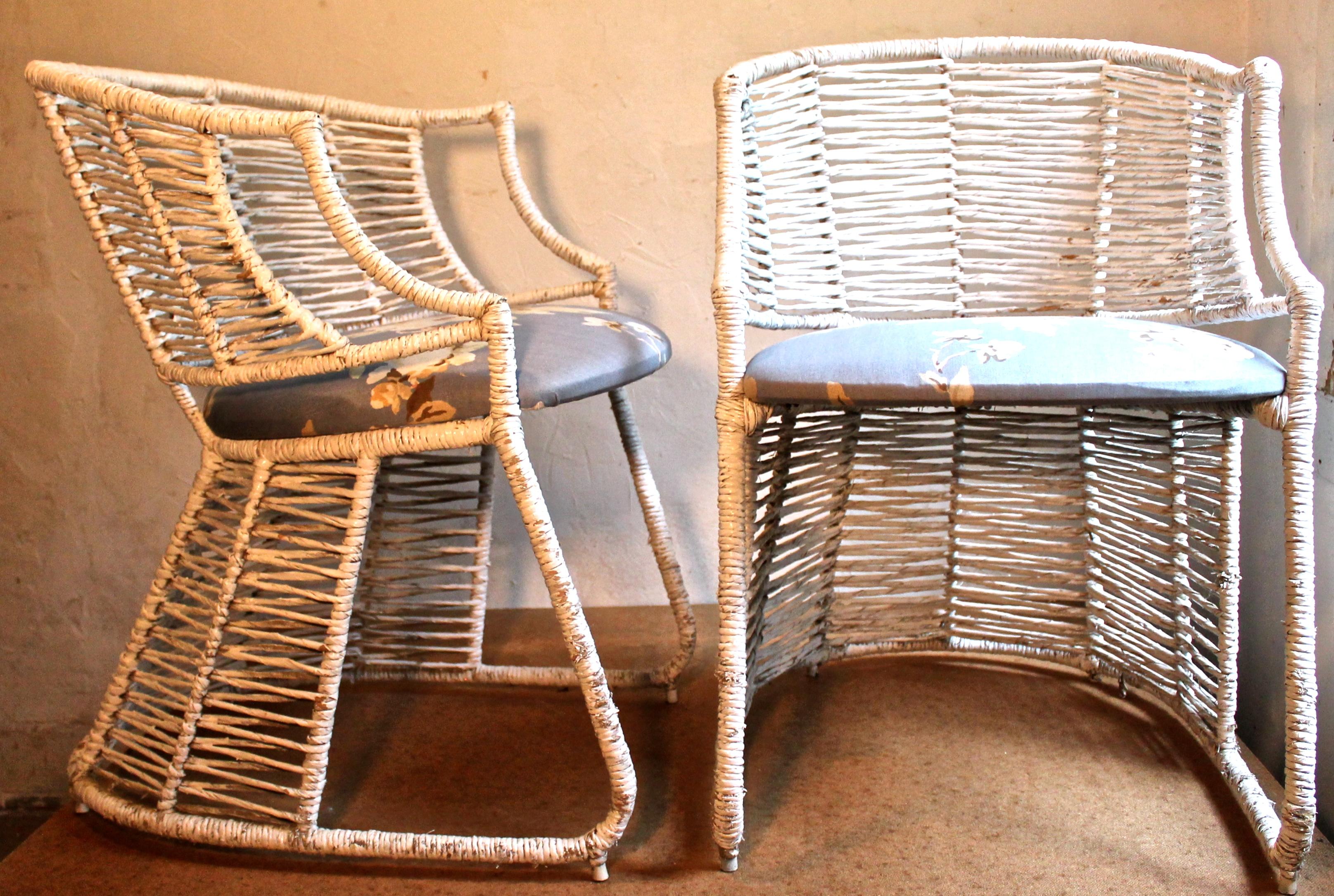 French Rare pair of Pierre Chareau Style Porch Chairs