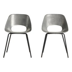 Seltenes Paar Pierre Guariche Tulip 'Tulipe' Aluminiumguss-Stühle, 1950er Jahre, Frankreich