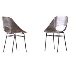 Rare Pair of Pierre Guariche Variant Tulip Cast Aluminium Chairs, 1950s, France