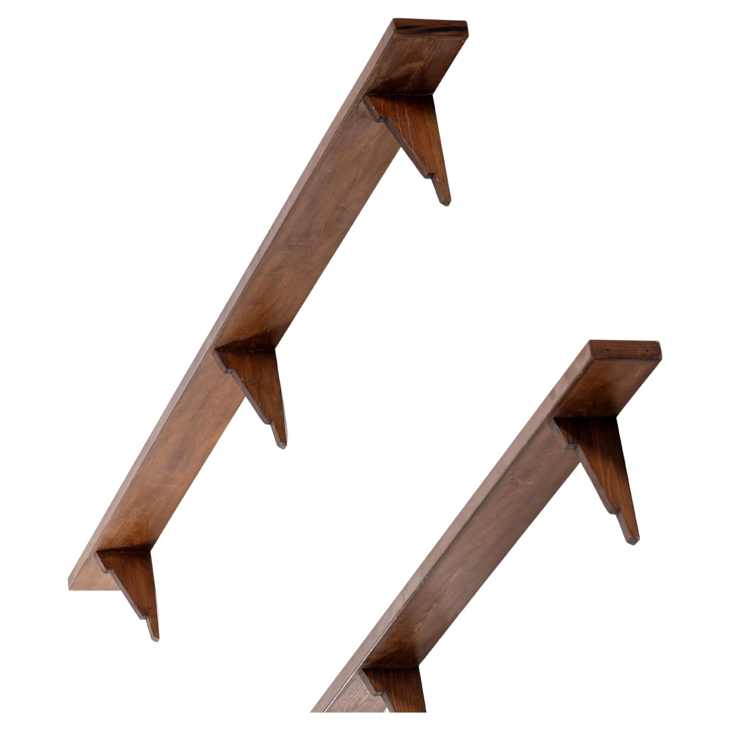 Rare pair of pine wall shelves, Sweden, 1930s For Sale 3