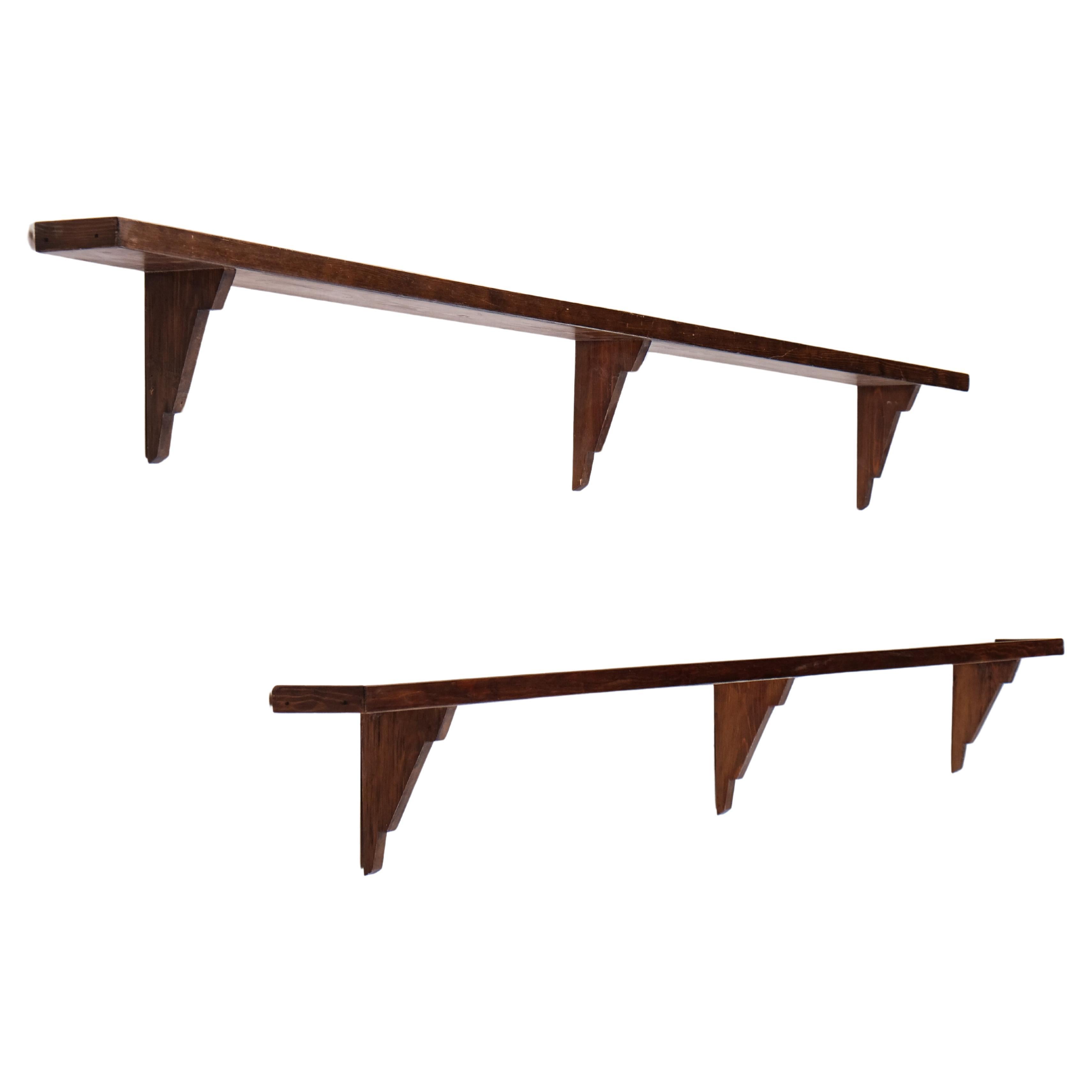 Rare pair of pine wall shelves, Sweden, 1930s For Sale 1
