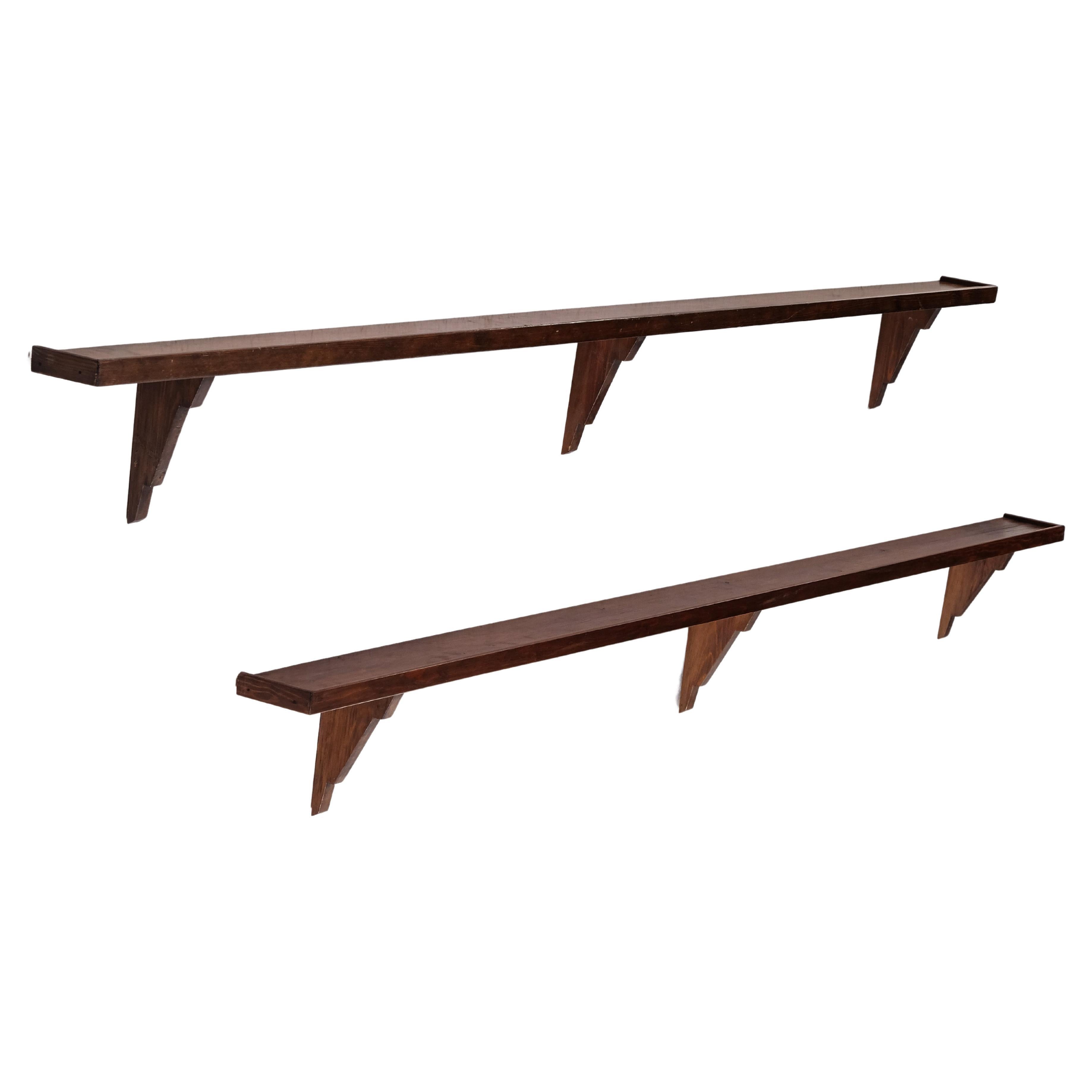 Rare pair of pine wall shelves, Sweden, 1930s For Sale 2