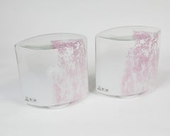 Rare Pair of Pink and White "Confetti" Murano Vetri Glass Lamps