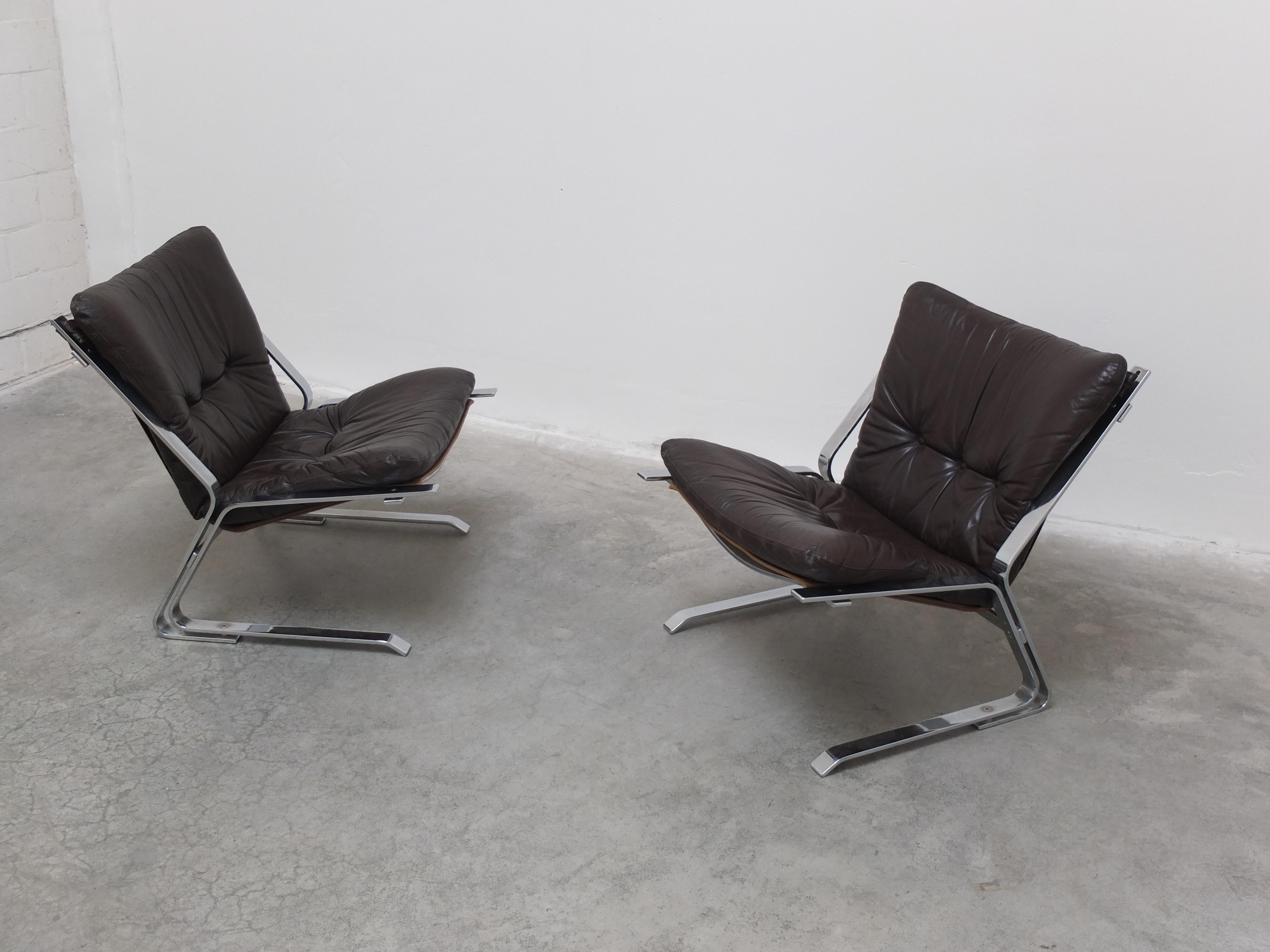 Rare Pair of 'Pirate' Lounge Chairs by Elsa & Nordahl Solheim for Rykken, 1960s 2