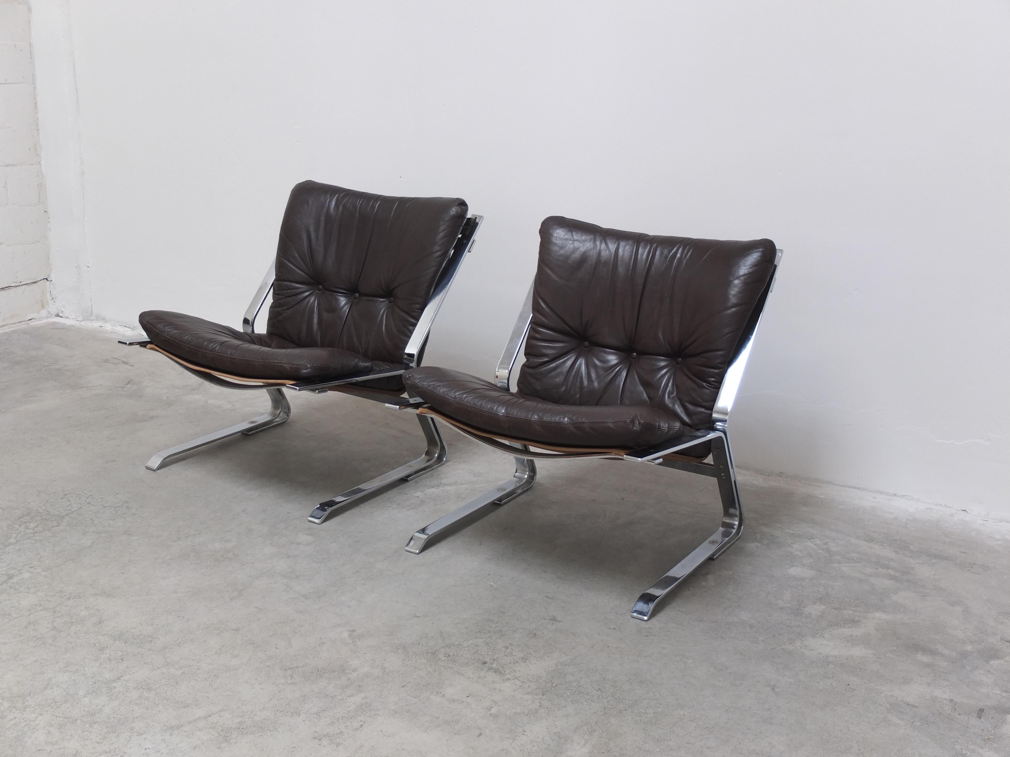 Scandinavian Modern Rare Pair of 'Pirate' Lounge Chairs by Elsa & Nordahl Solheim for Rykken, 1960s For Sale