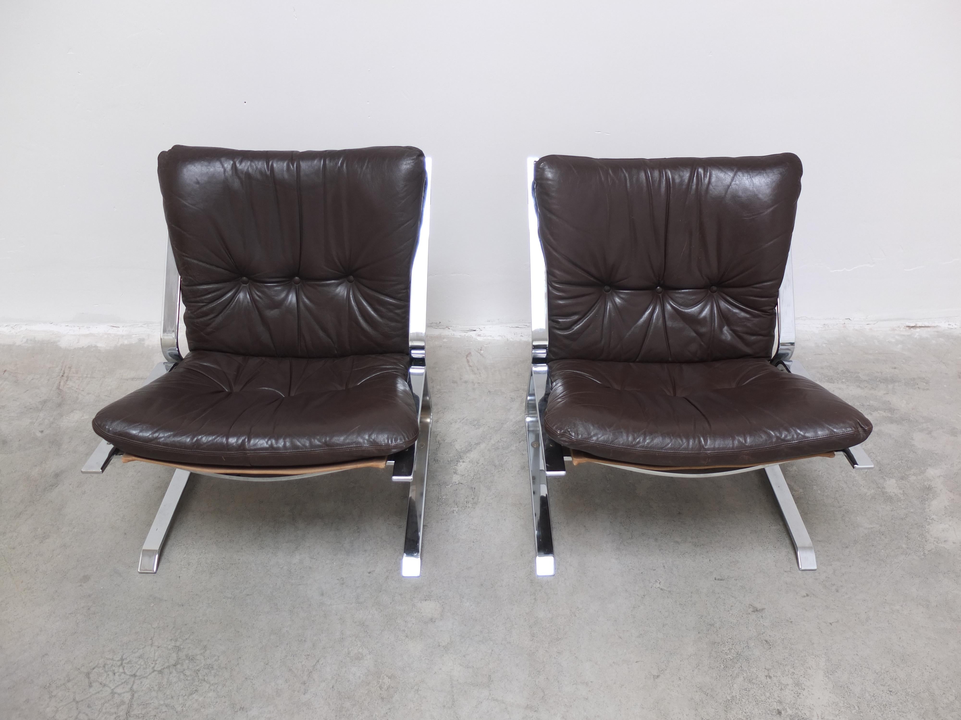 Norwegian Rare Pair of 'Pirate' Lounge Chairs by Elsa & Nordahl Solheim for Rykken, 1960s For Sale