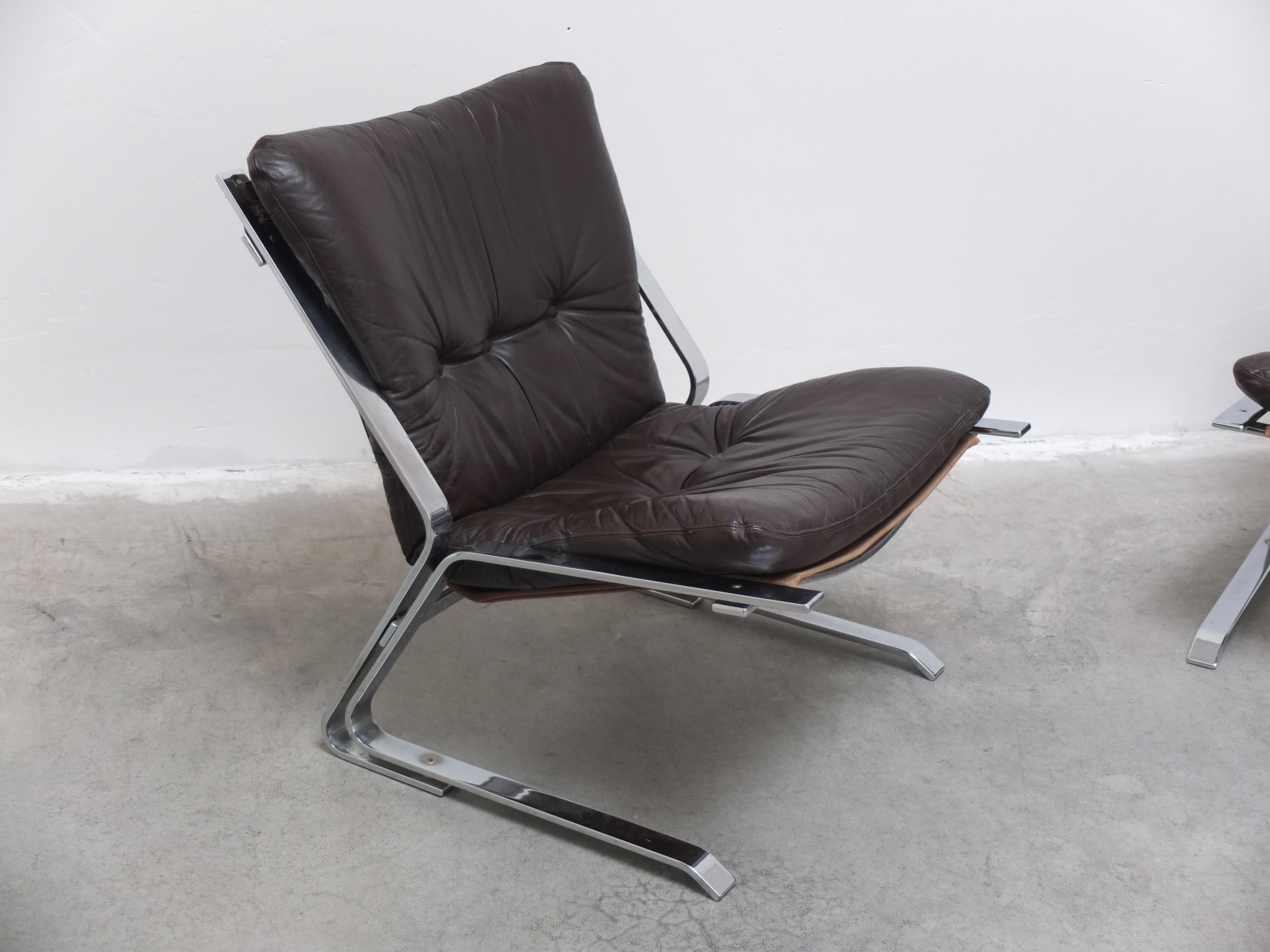 Rare Pair of 'Pirate' Lounge Chairs by Elsa & Nordahl Solheim for Rykken, 1960s For Sale 1