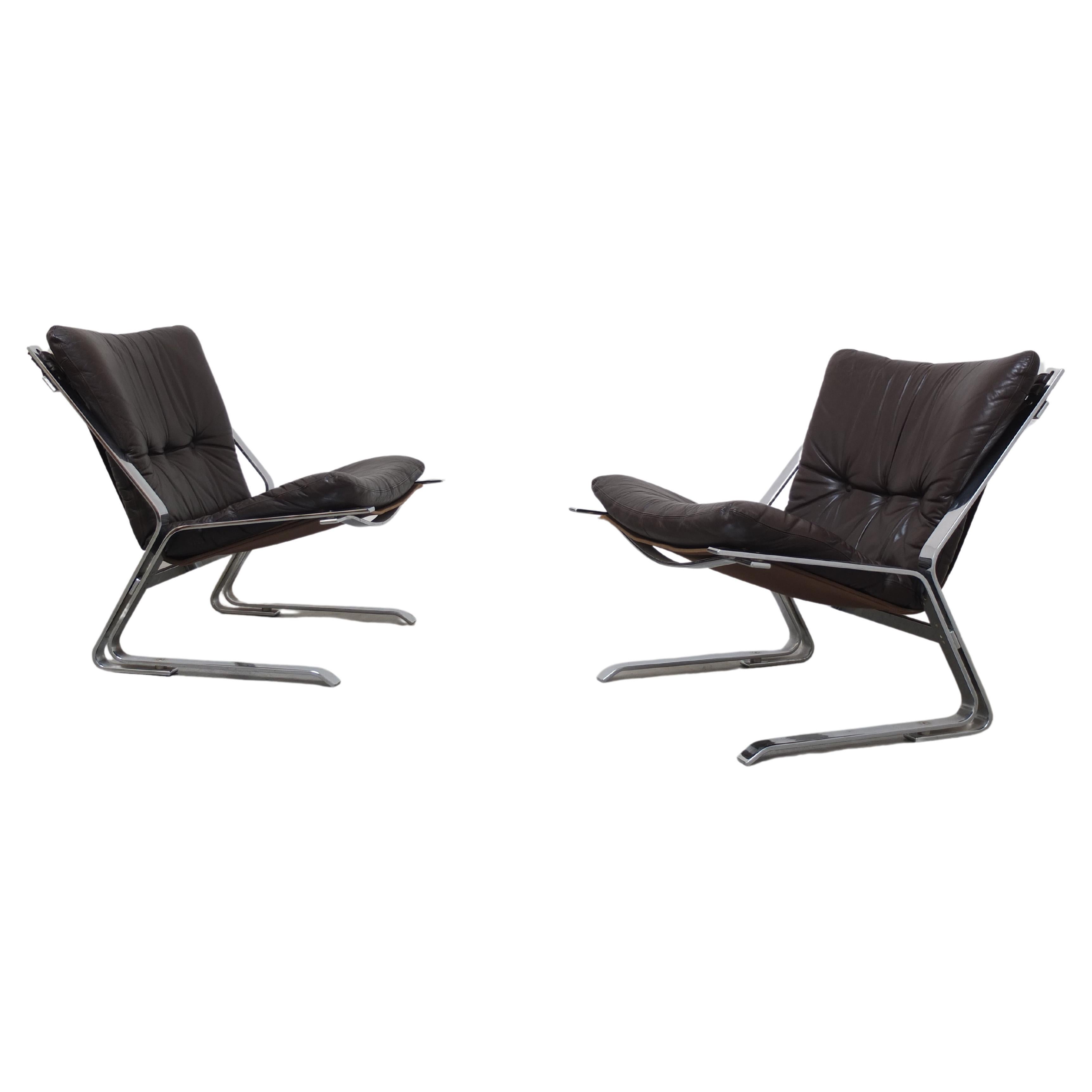 Rare Pair of 'Pirate' Lounge Chairs by Elsa & Nordahl Solheim for Rykken, 1960s For Sale