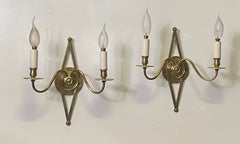 Rare Pair of Polished Brass Wall Sconces by Maison Baguès, Paris, circa 1950s