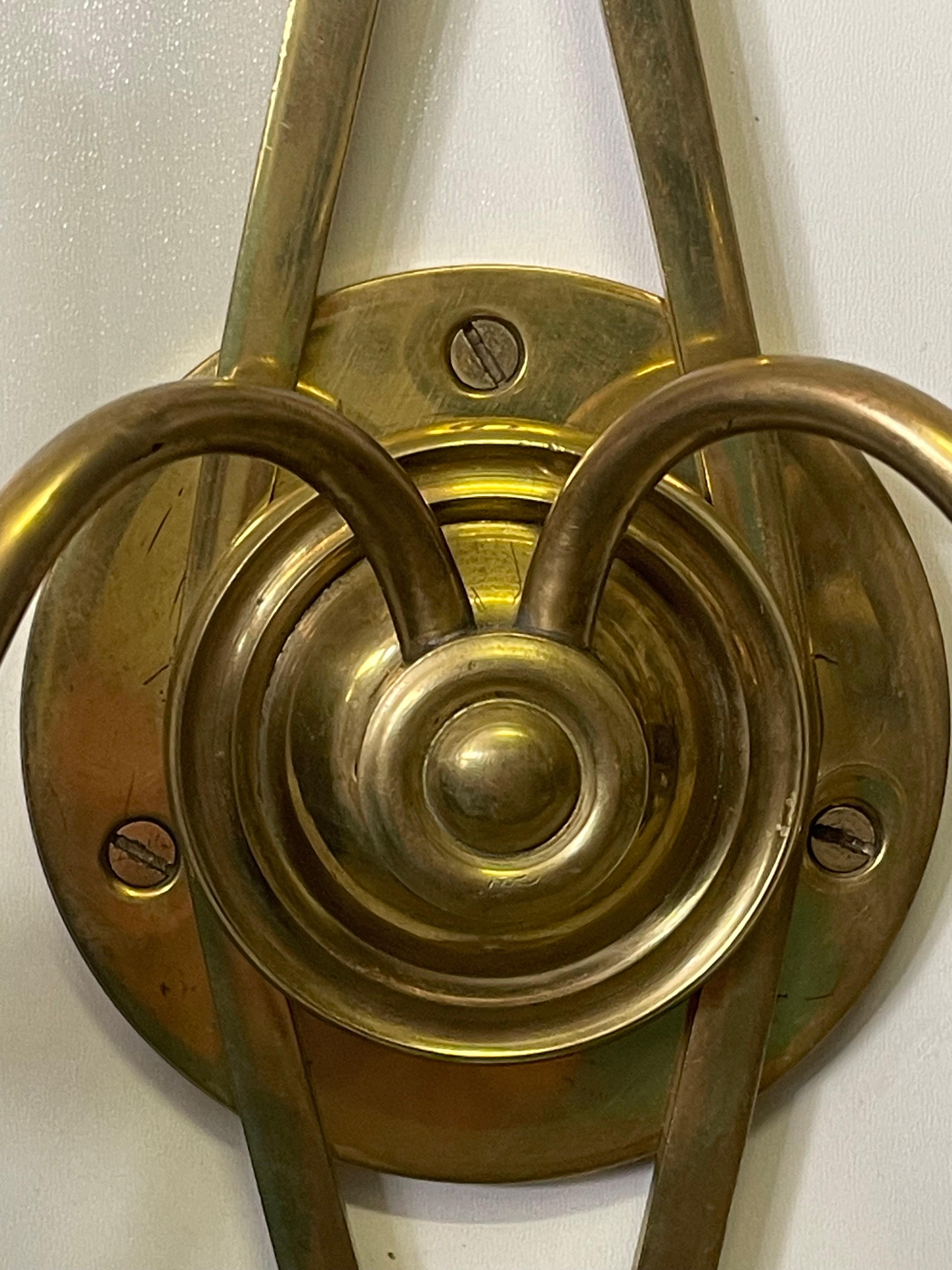 Rare Pair of Polished Brass Wall Sconces by Maison Baguès, Paris, circa 1950s In Good Condition For Sale In Wiesbaden, Hessen