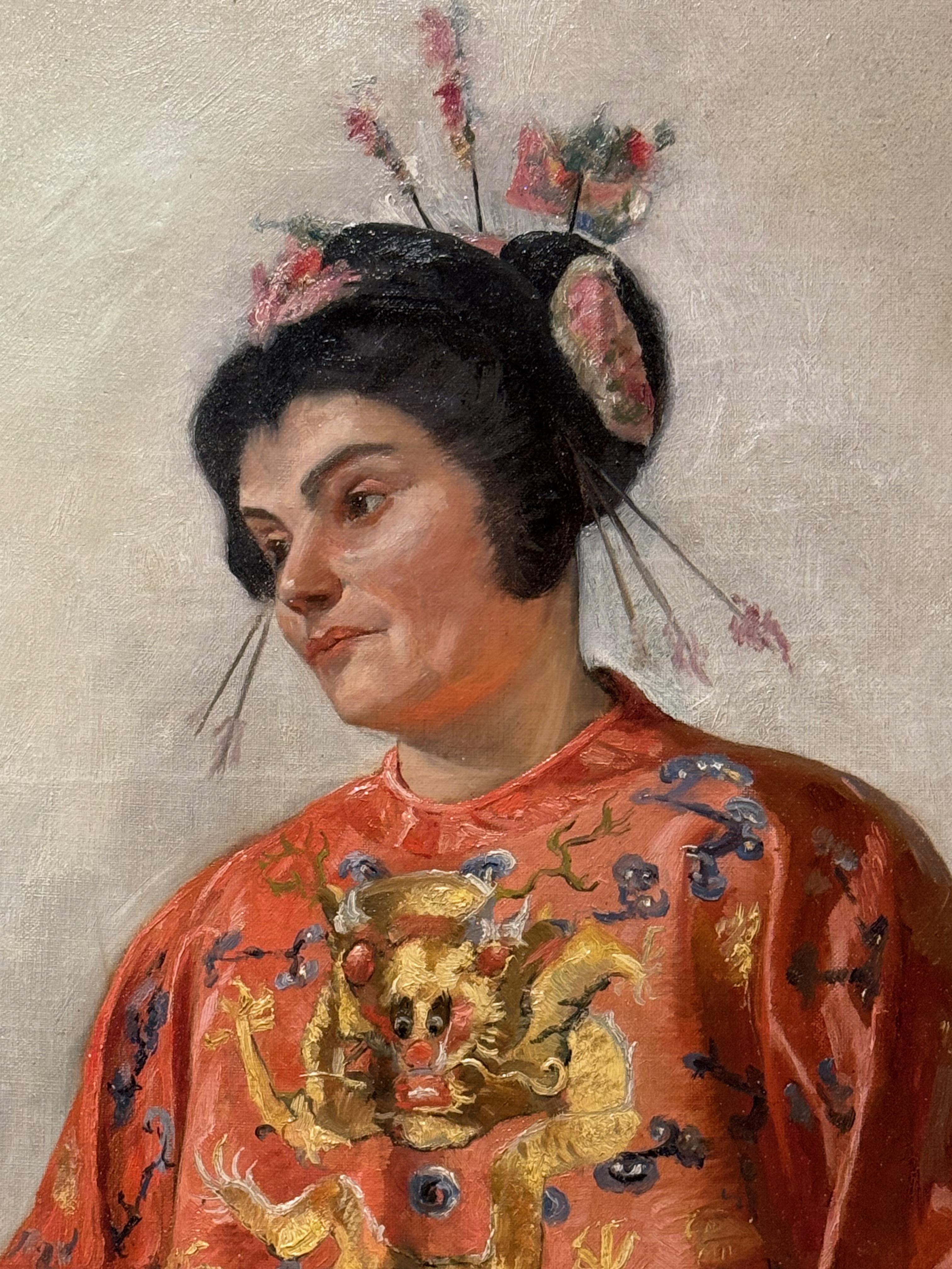 Seltenes Paar Porträts, Rose FAVRE um 1910 (Leinwand) im Angebot