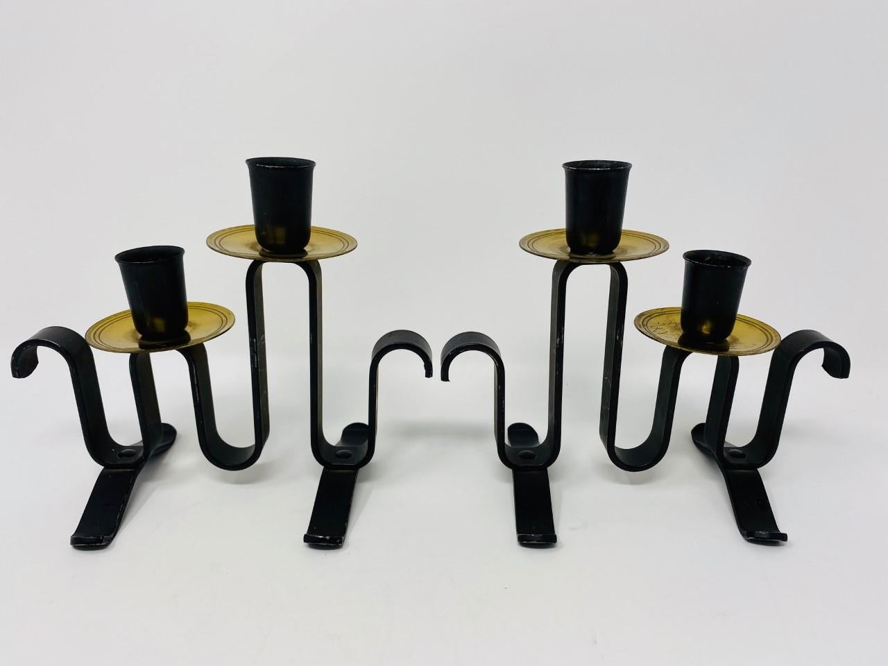 Rare Pair of Post-Modern Wrought Iron Candelabra For Sale 4