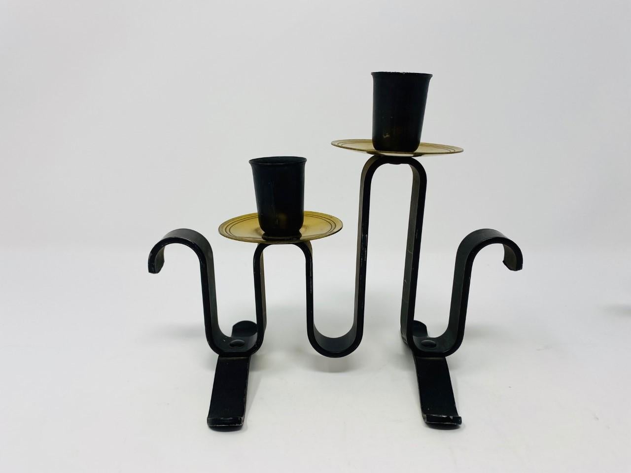 Rare Pair of Post-Modern Wrought Iron Candelabra For Sale 7