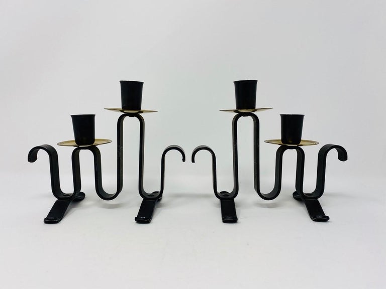 Rare Pair of Post-Modern Wrought Iron Candelabra For Sale 1