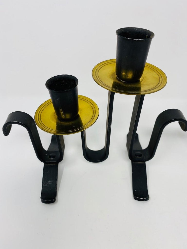 Rare Pair of Post-Modern Wrought Iron Candelabra For Sale 2