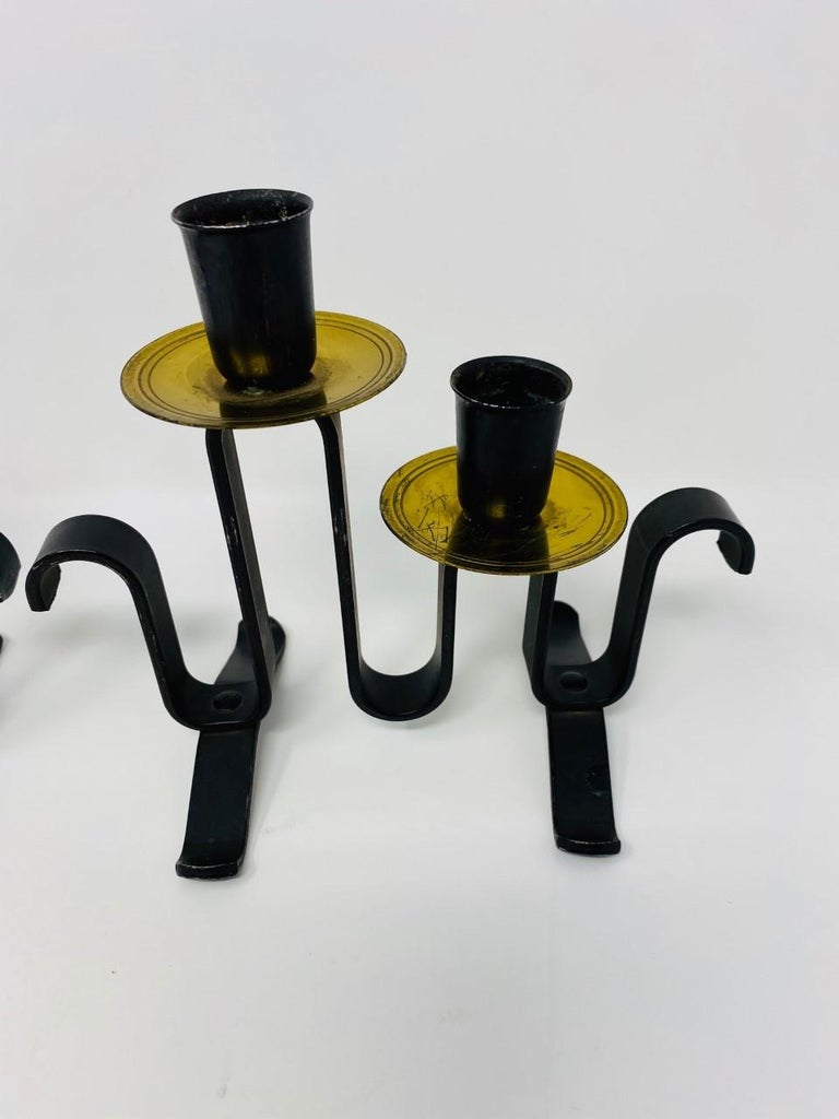 Rare Pair of Post-Modern Wrought Iron Candelabra For Sale 3