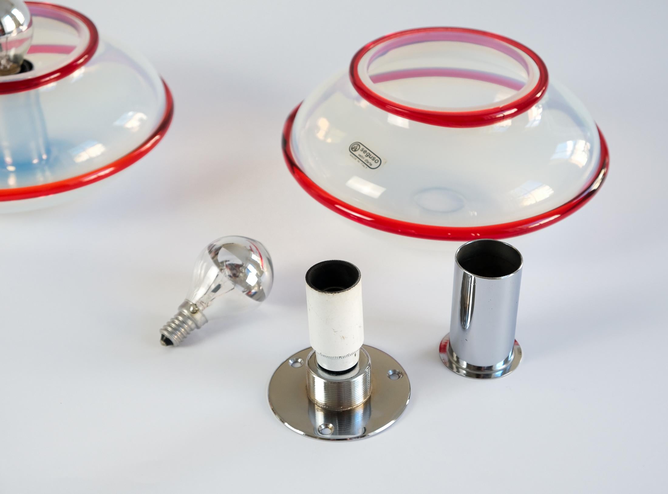 Seltenes Paar postmoderner SEGUSO VETRI D'ARTE Murano Glas Wandleuchten, ca. 1980er Jahre im Angebot 6
