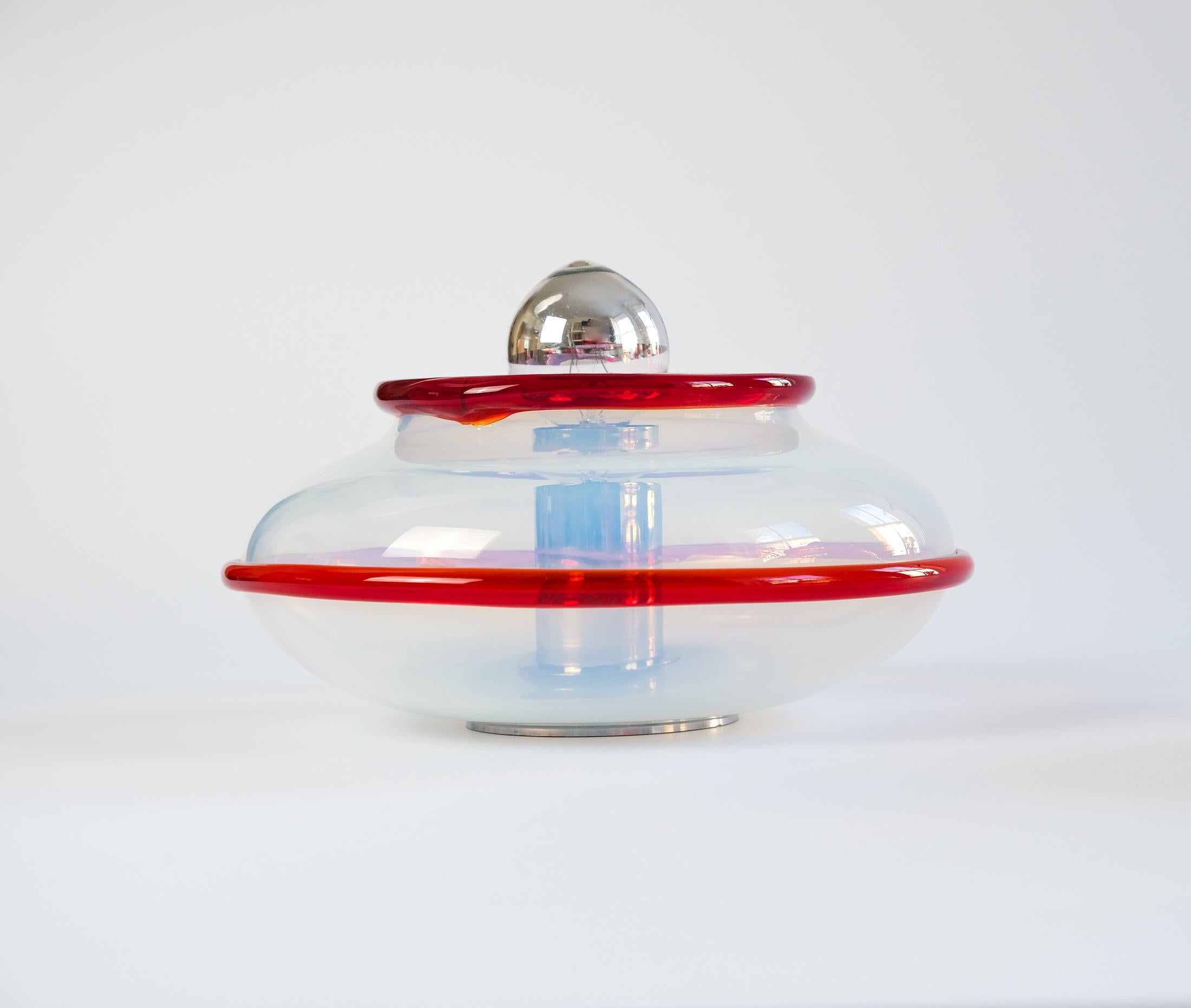 Seltenes Paar postmoderner SEGUSO VETRI D'ARTE Murano Glas Wandleuchten, ca. 1980er Jahre (Edelstahl) im Angebot
