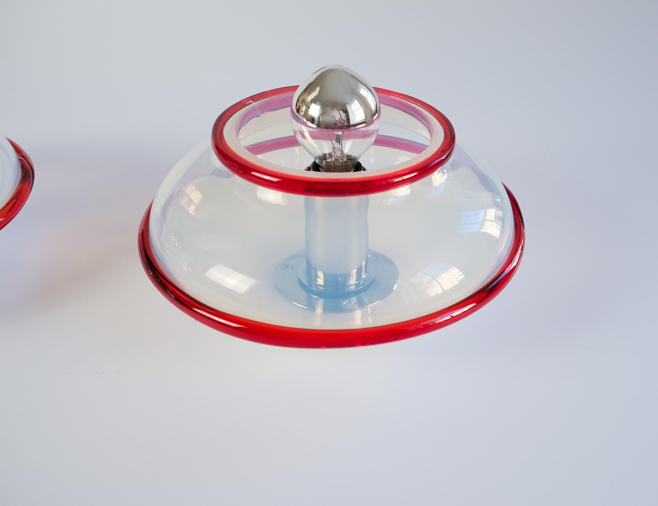 Seltenes Paar postmoderner SEGUSO VETRI D'ARTE Murano Glas Wandleuchten, ca. 1980er Jahre im Angebot 2