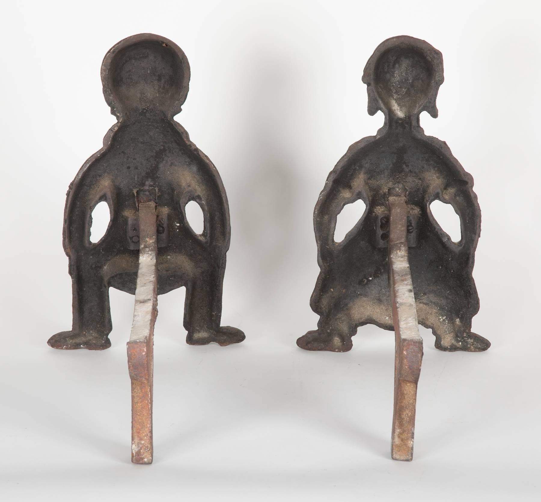 Rare Pair of Pre Civil War African Americana Andirons In Good Condition For Sale In Stamford, CT