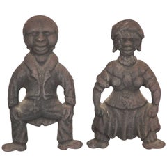 Rare Pair of Pre Civil War African Americana Andirons