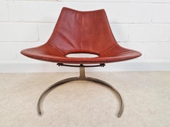 Rare Pair of Preben Fabricius & Jørgen Kastholm Scimitar Leather Lounge Chairs
