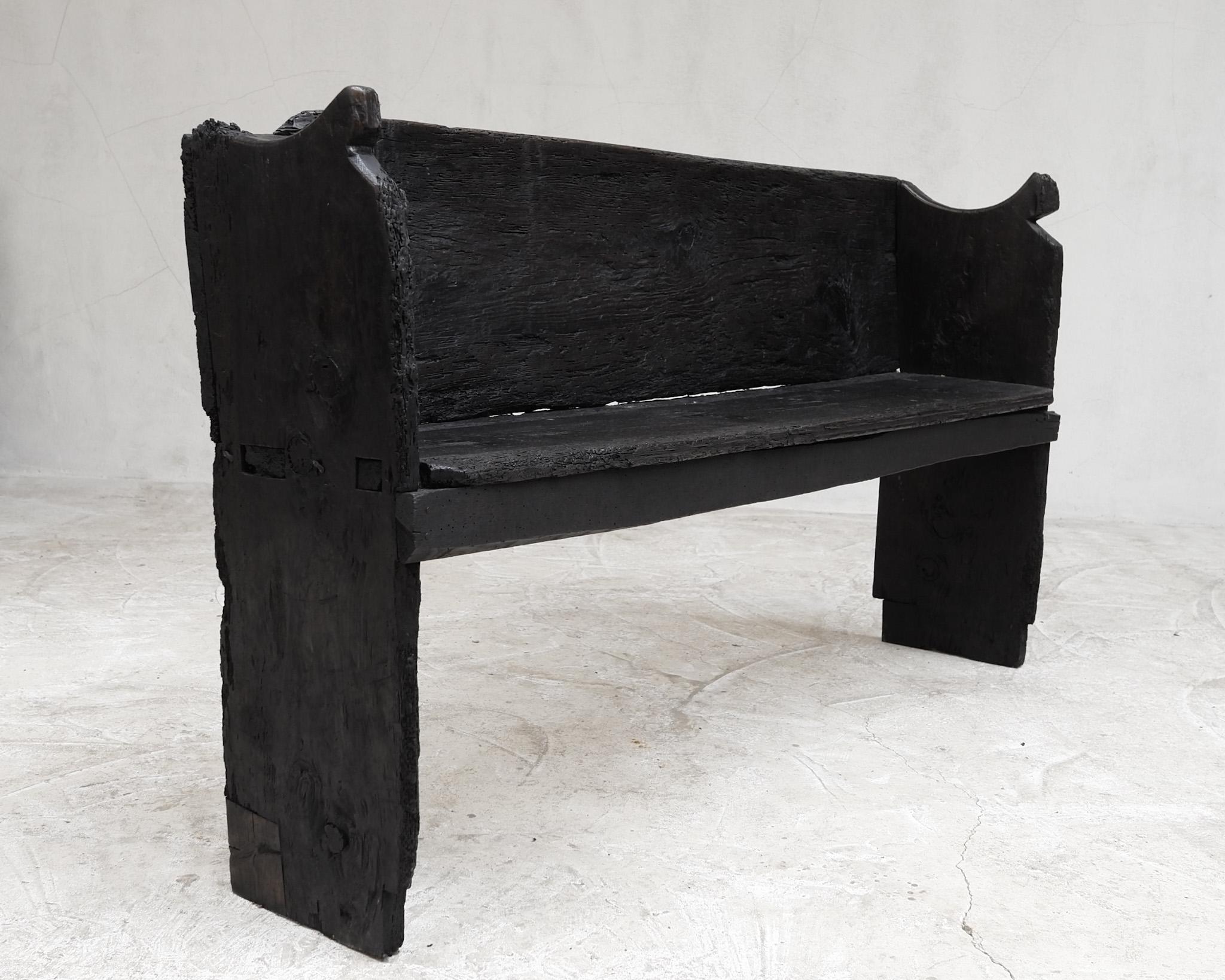 Rare Pair of Primitive 18th C. Catalan Benches For Sale 4