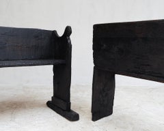Rare Pair of Primitive 18th C. Catalan Benches