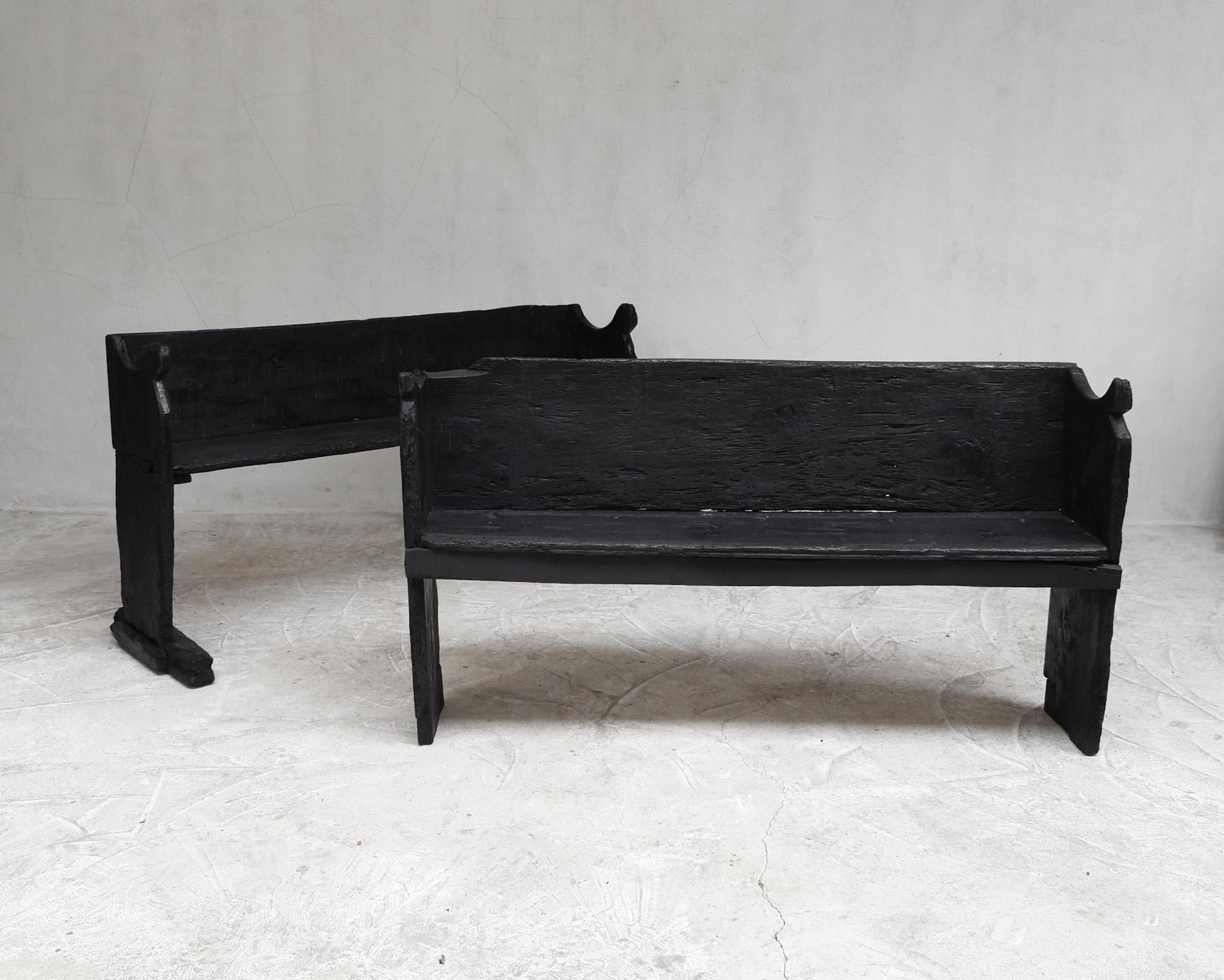 Rare Pair of Primitive 18th C. Catalan Benches For Sale 3