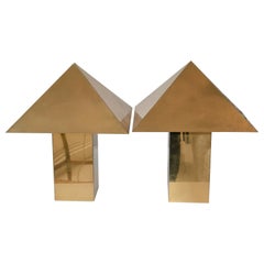 Rare Pair of Pyramidal Brass Table Lamps by Chapman